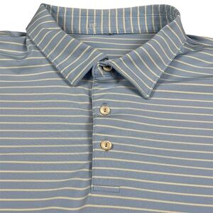 Peter Millar Summer Comfort Golf Polo Striped Performance Blue White Mens 2XL